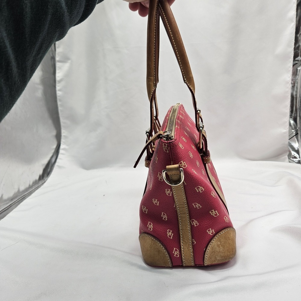Dooney & Bourke Pink Monogram Logo Domed Satchel Handbag Double Handle Purse - Picture 3 of 16